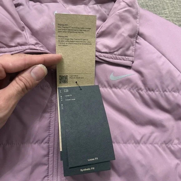 NWT Nike Women's Pink Puffer Therma Running Vest FB7537-523 Sz S Loose Fit $120 - Picture 8 of 12